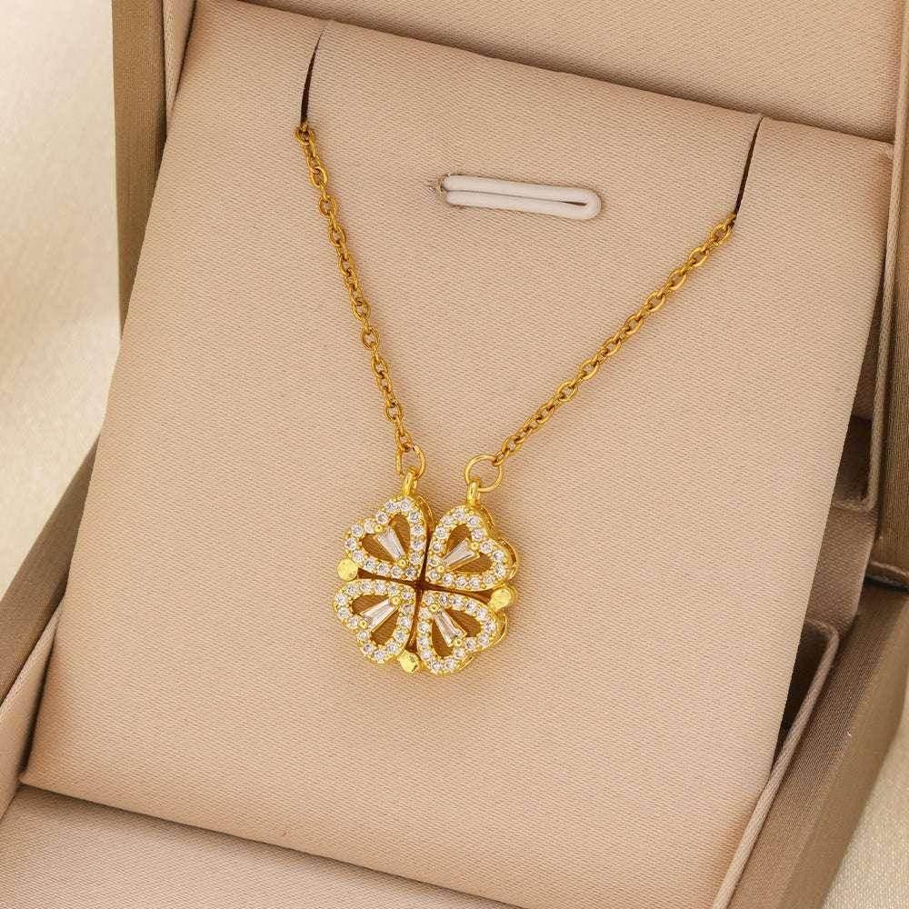 Magnetic Heart Clover Necklace – 4-in-1 Design - ZA-Zola