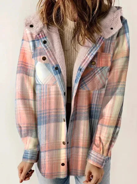 Plaid Hooded Woolen Coat | Thick Fleece Warm Jacket - ZA-Zola