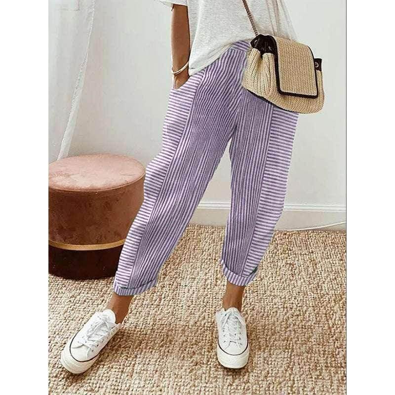 Striped Summer Loose Pants – Women’s Casual Trousers - ZA-Zola