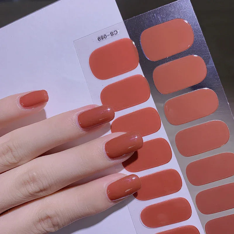 Small Nail Stickers – 16 Solid Color Simple Designs - ZA-Zola