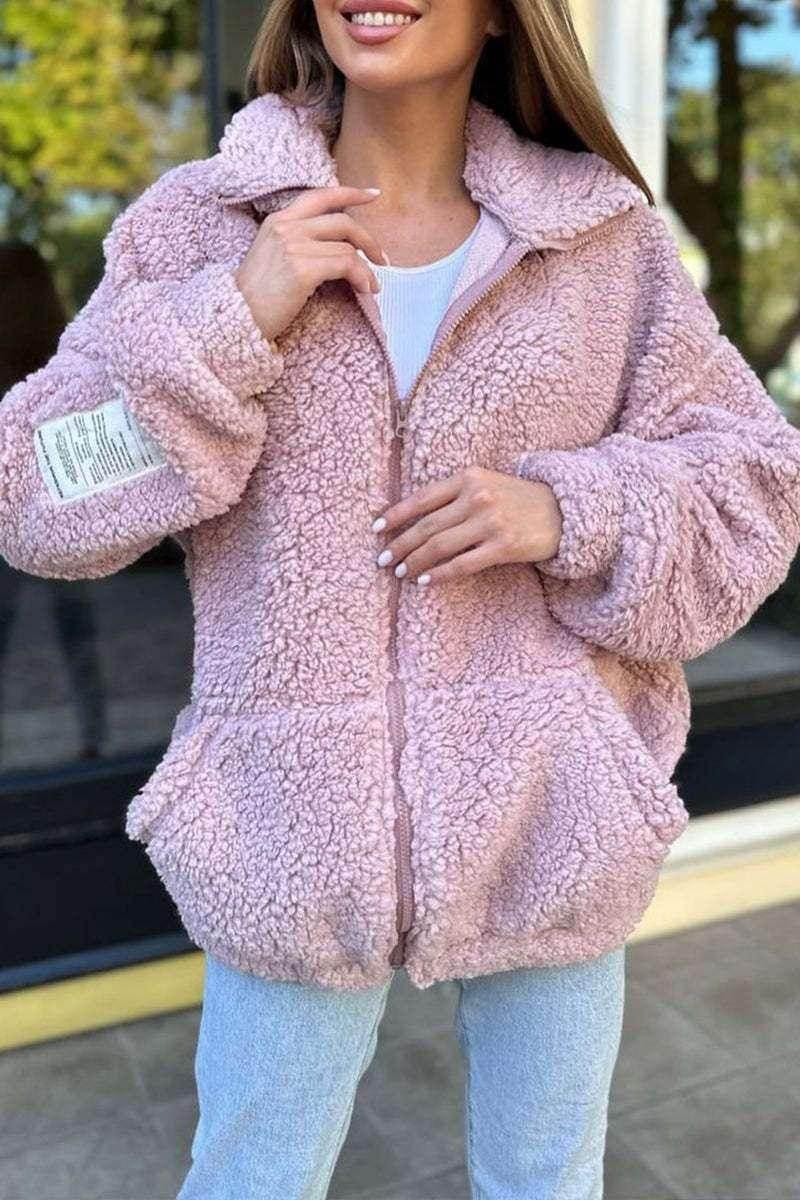 Buy Winter Zipper Jacket - Cozy Lapel Coat with Pockets - ZA-Zola