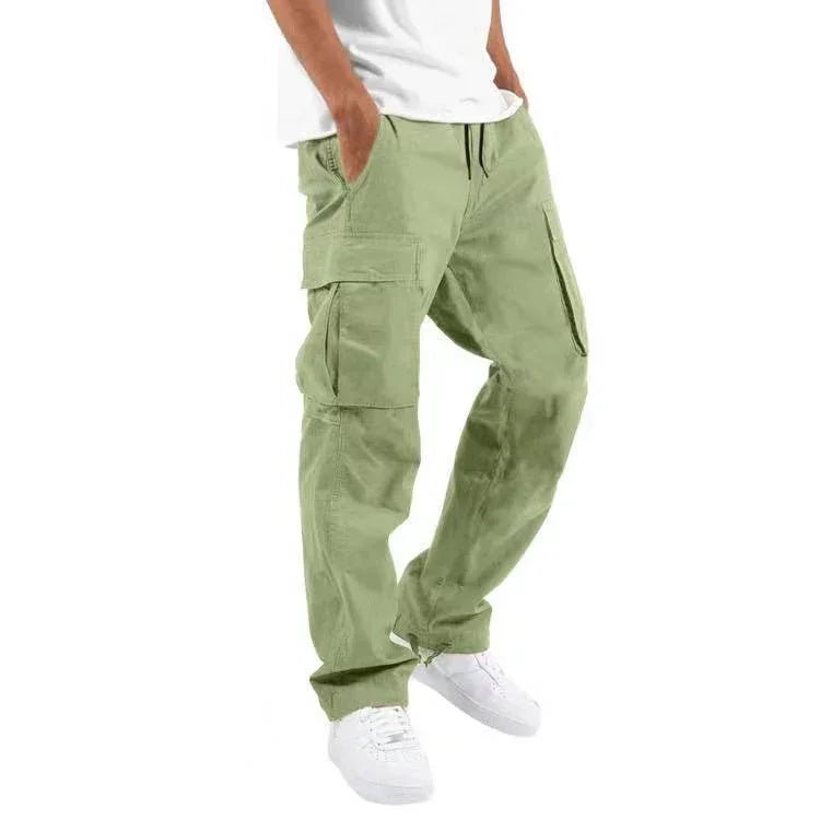 Men’s Trade Drawstring Multi-Pocket Casual Trousers – Loose Workwear Pants