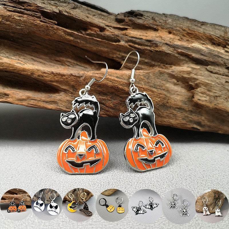 ZA-Zola Halloween Ghost Pumpkin Bat Earrings - ZA-Zola