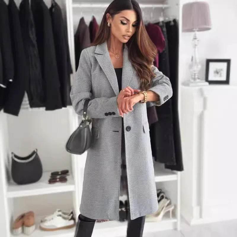 Lapel Single-Breasted Wool Coat – Women’s Winter Jacket - ZA-Zola