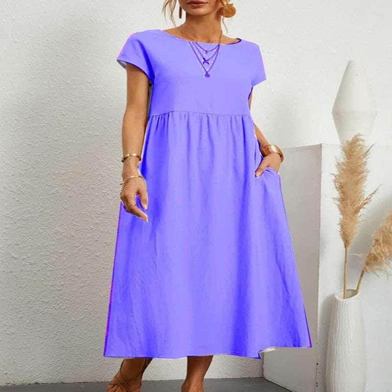 Sleeveless Cotton Linen Pocket Dress – Loose Fit - ZA-Zola