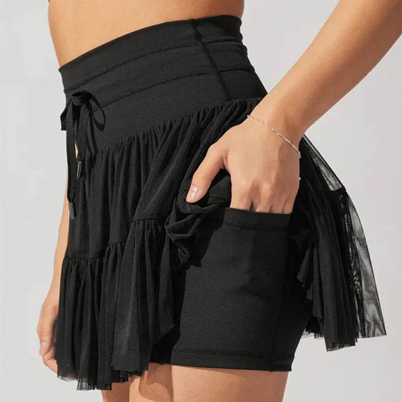 High-Waist Lace-Up Pleated Sports Skirt for Women - ZA-Zola
