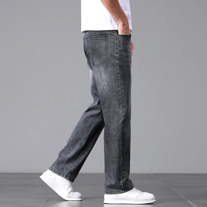 Men’s Summer Straight Jeans – Lightweight Business Casual Denim