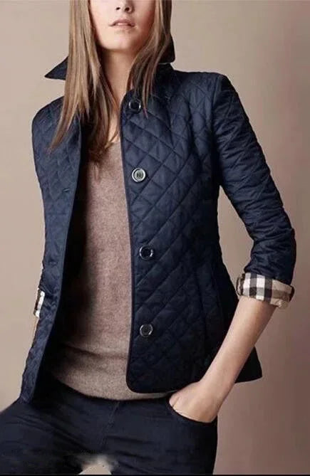 Lapel Cotton Padded Jacket for Women | Elegant Slim Fit Coat - ZA-Zola