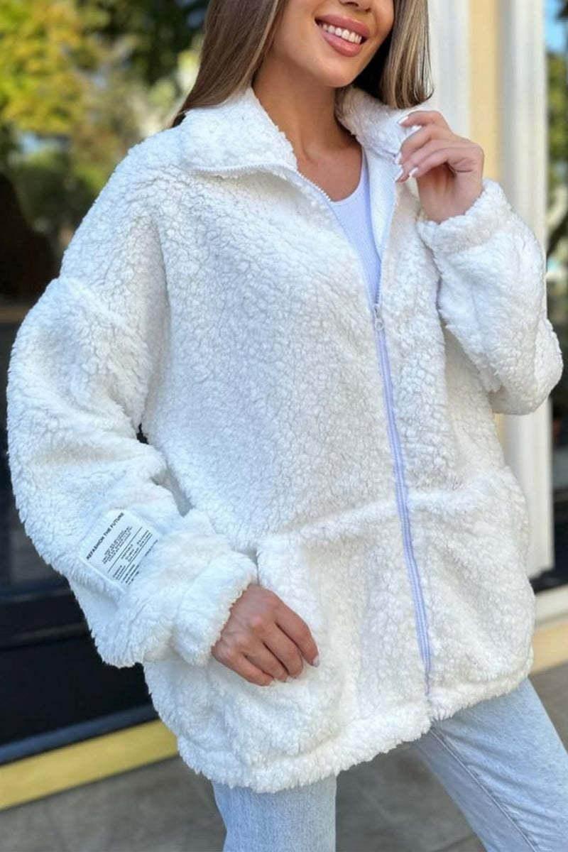 Buy Winter Zipper Jacket - Cozy Lapel Coat with Pockets - ZA-Zola