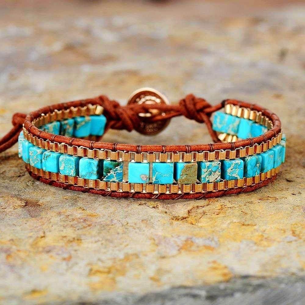 Imperial Stone Hand-Woven Leather Bracelet - ZA-Zola