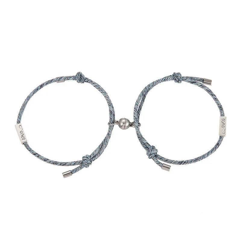 Magnetic Couple Distance Bracelet Set - Alloy - ZA-Zola