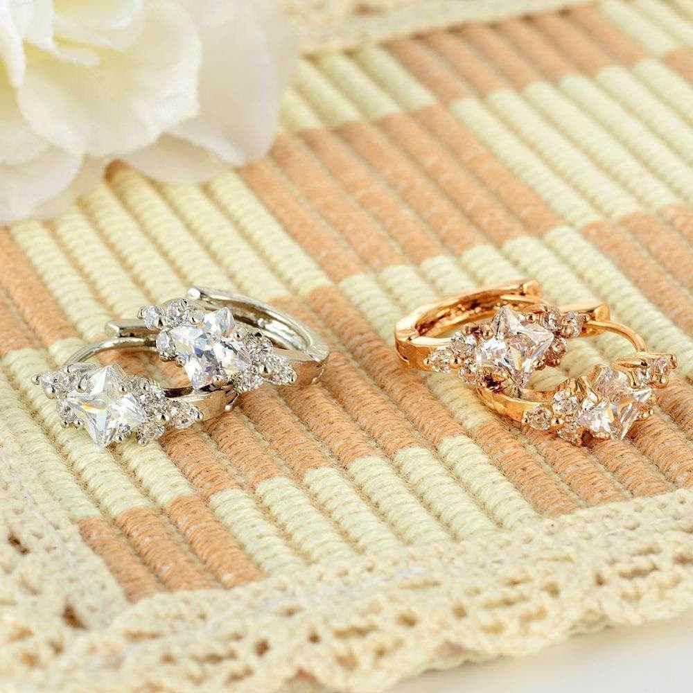 Square Zircon Geometric Earrings – Bold & Elegant - ZA-Zola