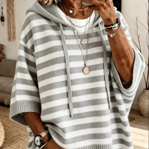 Womens Knitted Hooded Sweater | Drawstring Pullover