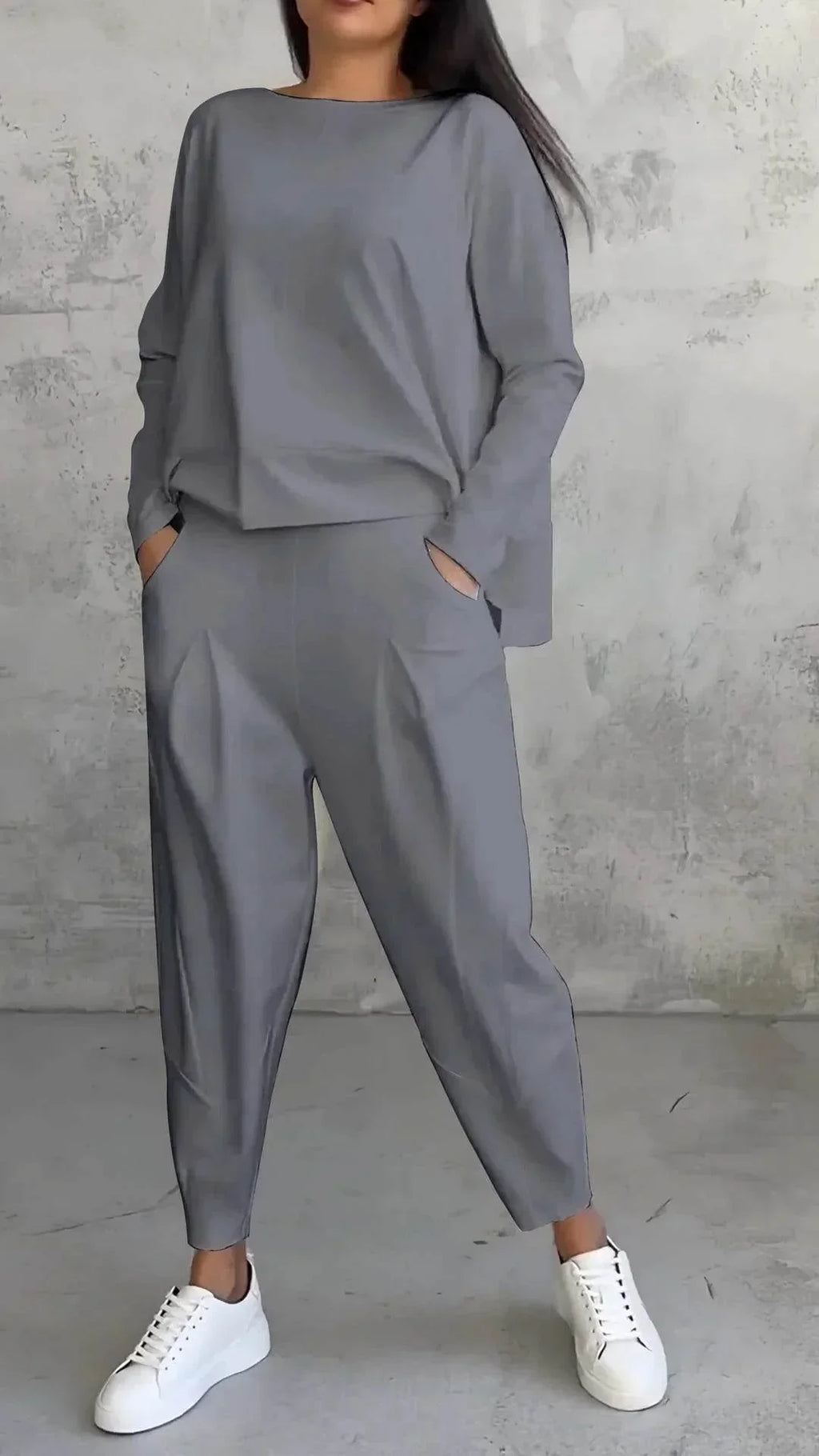 Oversized Irregular Top & Harem Pants Set - ZA-Zola