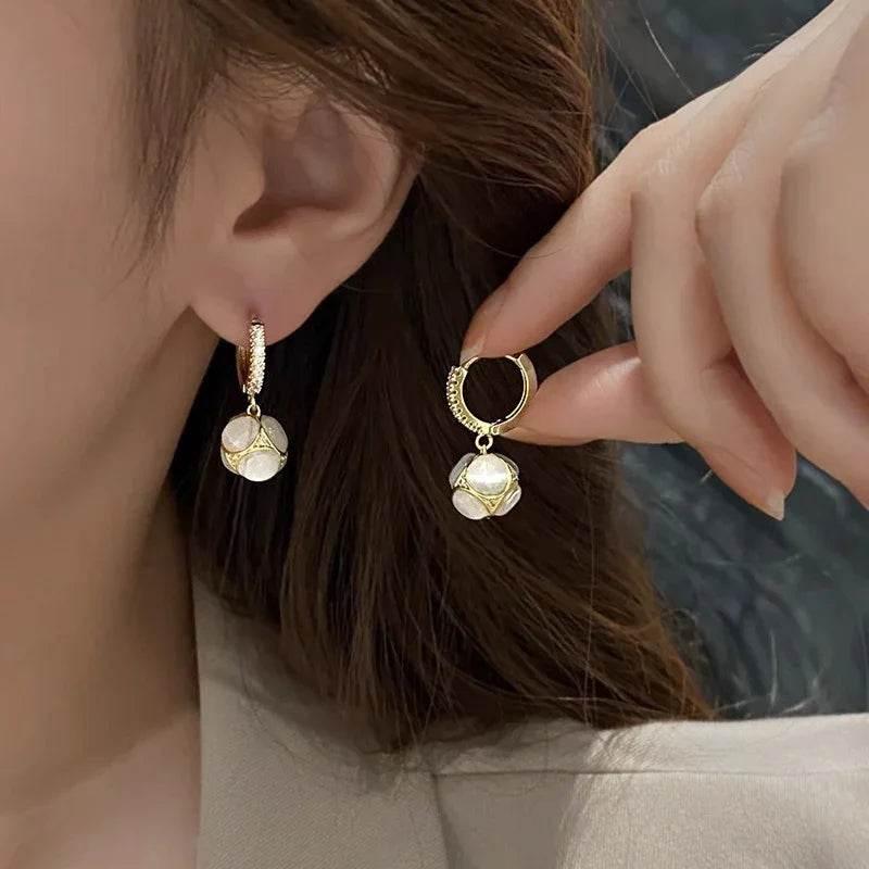 Gold Opal Earrings - Delicate Women's Fashion Jewelry - ZA-Zola
