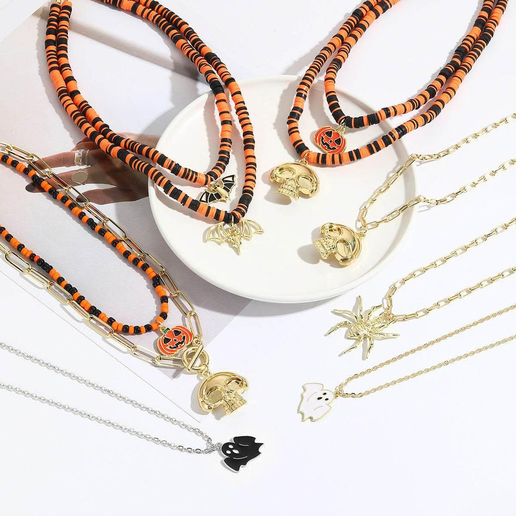 ZA-Zola Halloween Bat Ghost Skull Necklace - ZA-Zola