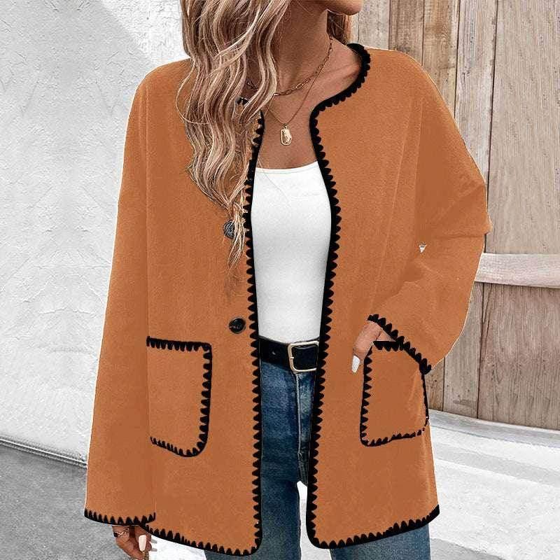 Loose Color Matching Long Sleeve Coat – Casual Outerwear - ZA-Zola