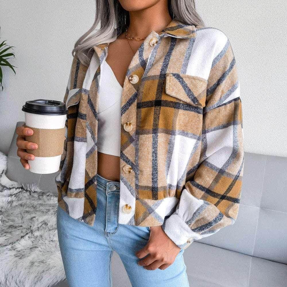 Plaid Lapel Cropped Jacket – Shop Now! - ZA-Zola