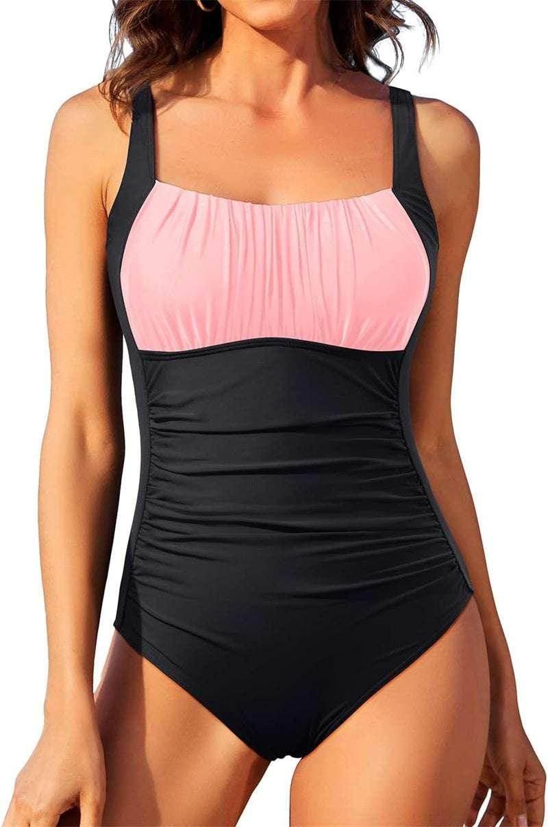 Square Neck Pleated Swimsuit – Beach Vacation Ready - ZA-Zola
