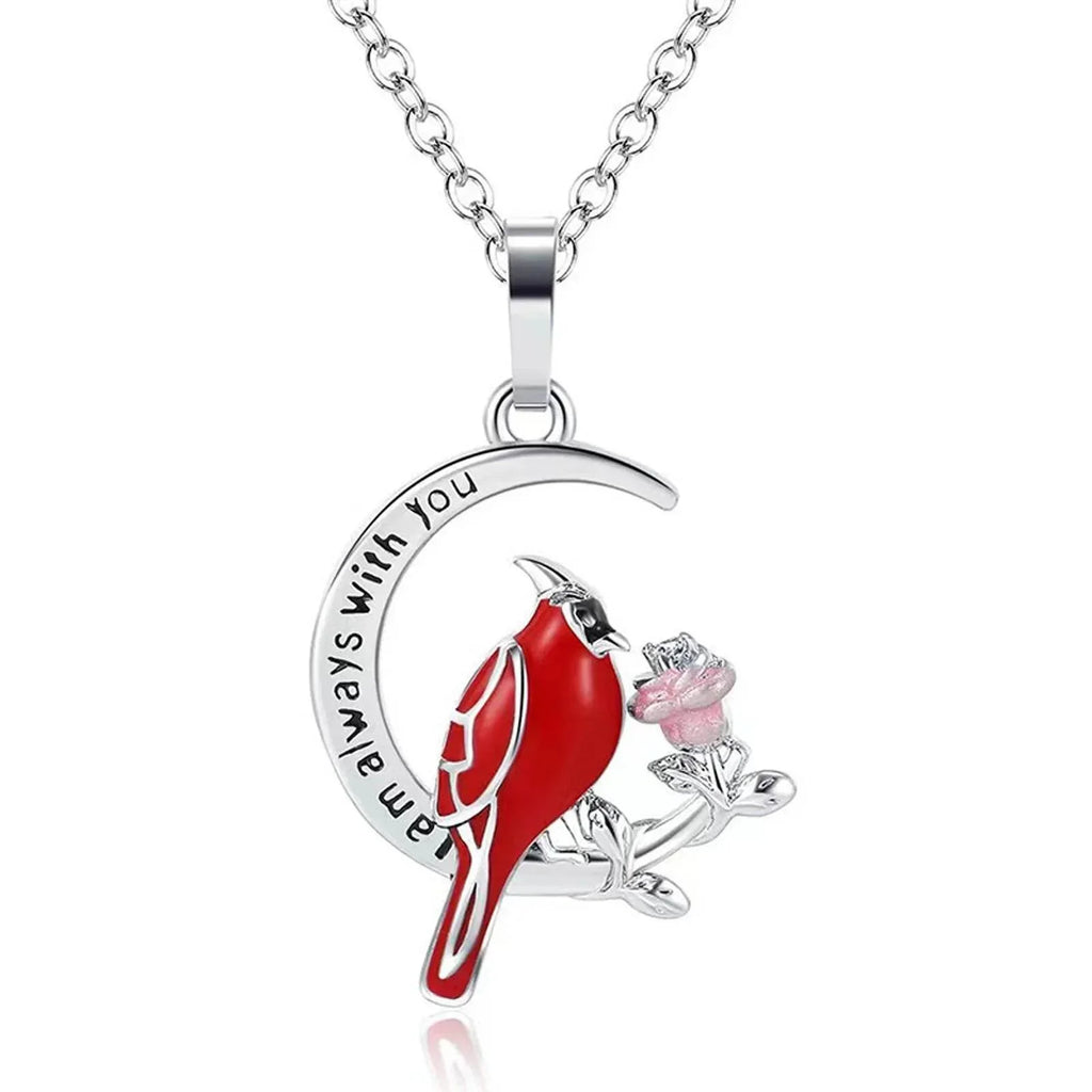 Heart Shaped Cardinal Pendant Necklace Gift - ZA-Zola