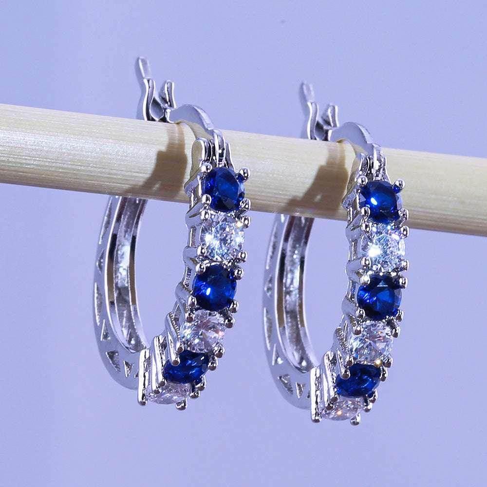 Colorful Zircon Ear Buckles – Elegant Ring Shape - ZA-Zola