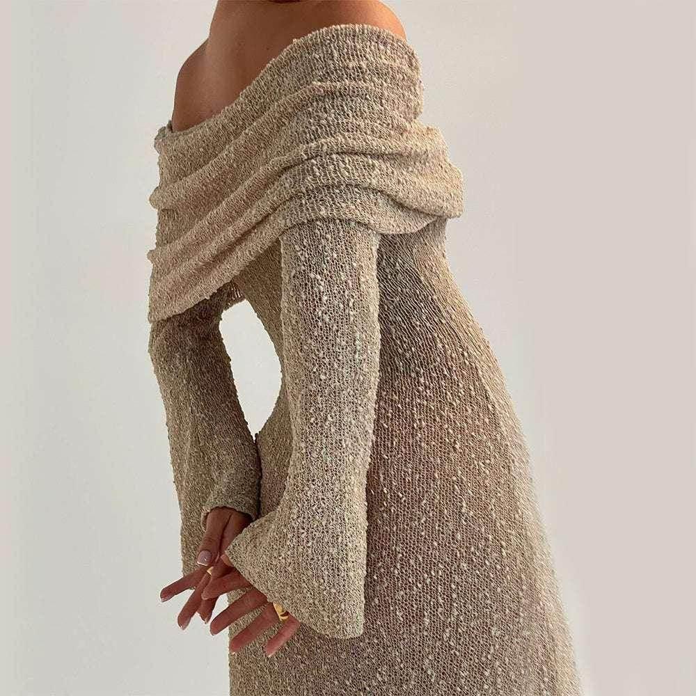 One-Shoulder Knitted Long Sleeve Dress – Beach to Bar Chic - ZA-Zola