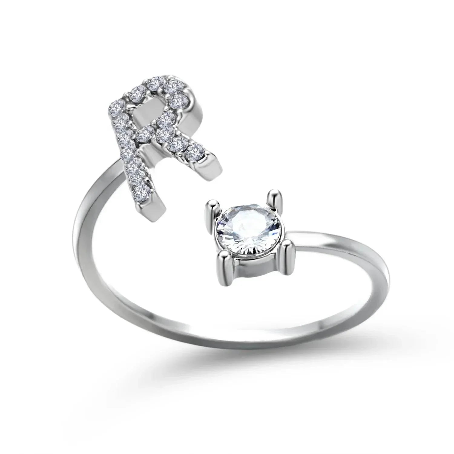 Adjustable A–Z Initial Ring for Women with Zircon - ZA-Zola