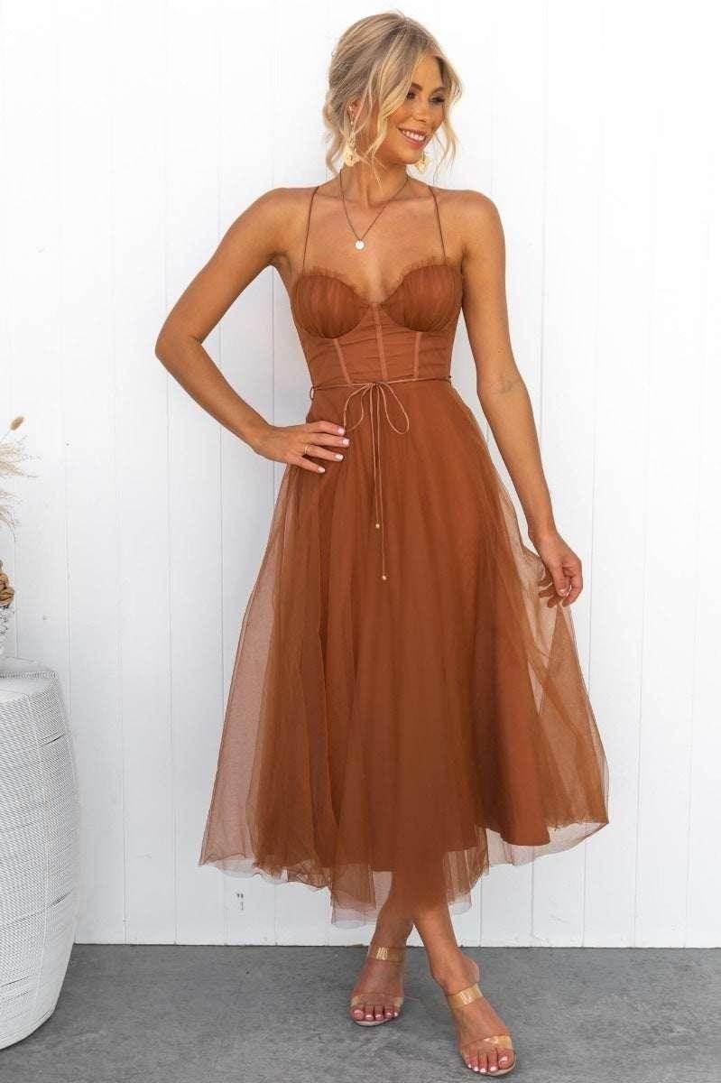 Temperament Camisole Mesh Party & Evening Dress – Mid-Length - ZA-Zola
