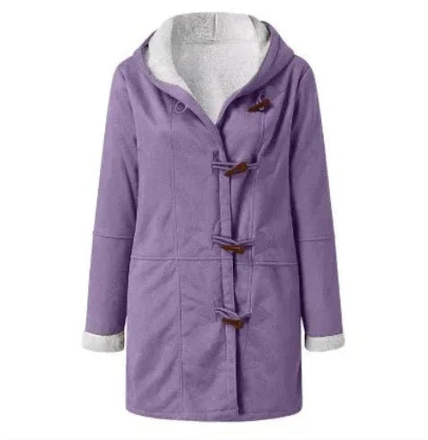 Winter Button Coat Women | Warm Hooded Jacket with Pockets - ZA-Zola