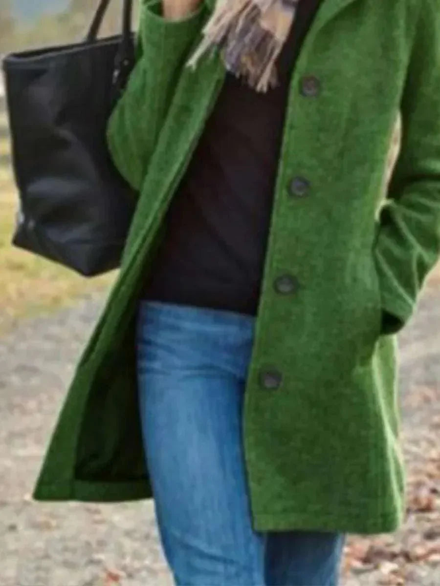 Women Woolen Coat Medium Length Slim Fit - ZA-Zola