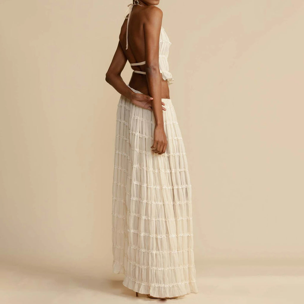Women 2 Piece Beach Outfit Halter Top Skirt Set | ZA-Zola