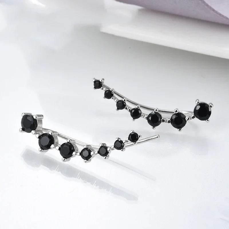 Black Zircon Long Round Earrings – Elegant Shine - ZA-Zola