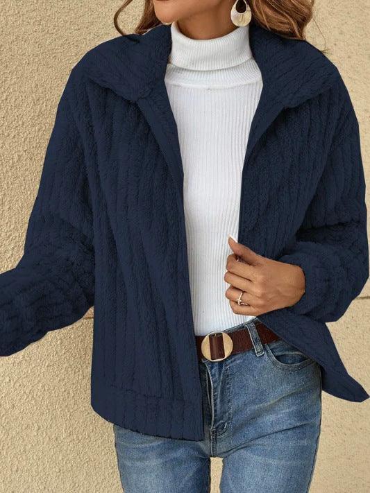 Women’s Fleece Cropped Jacket | Thick Lapel Winter Style - ZA-Zola