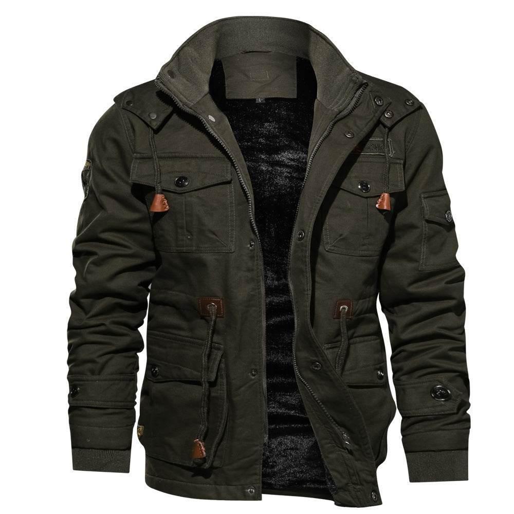 Men’s Winter Zip-up Coat | Warm Hooded Cargo Jacket - ZA-Zola