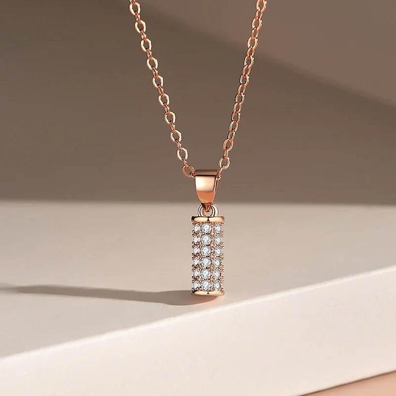 Elegant Flat Stick Zircon Pendant Necklace Women - ZA-Zola