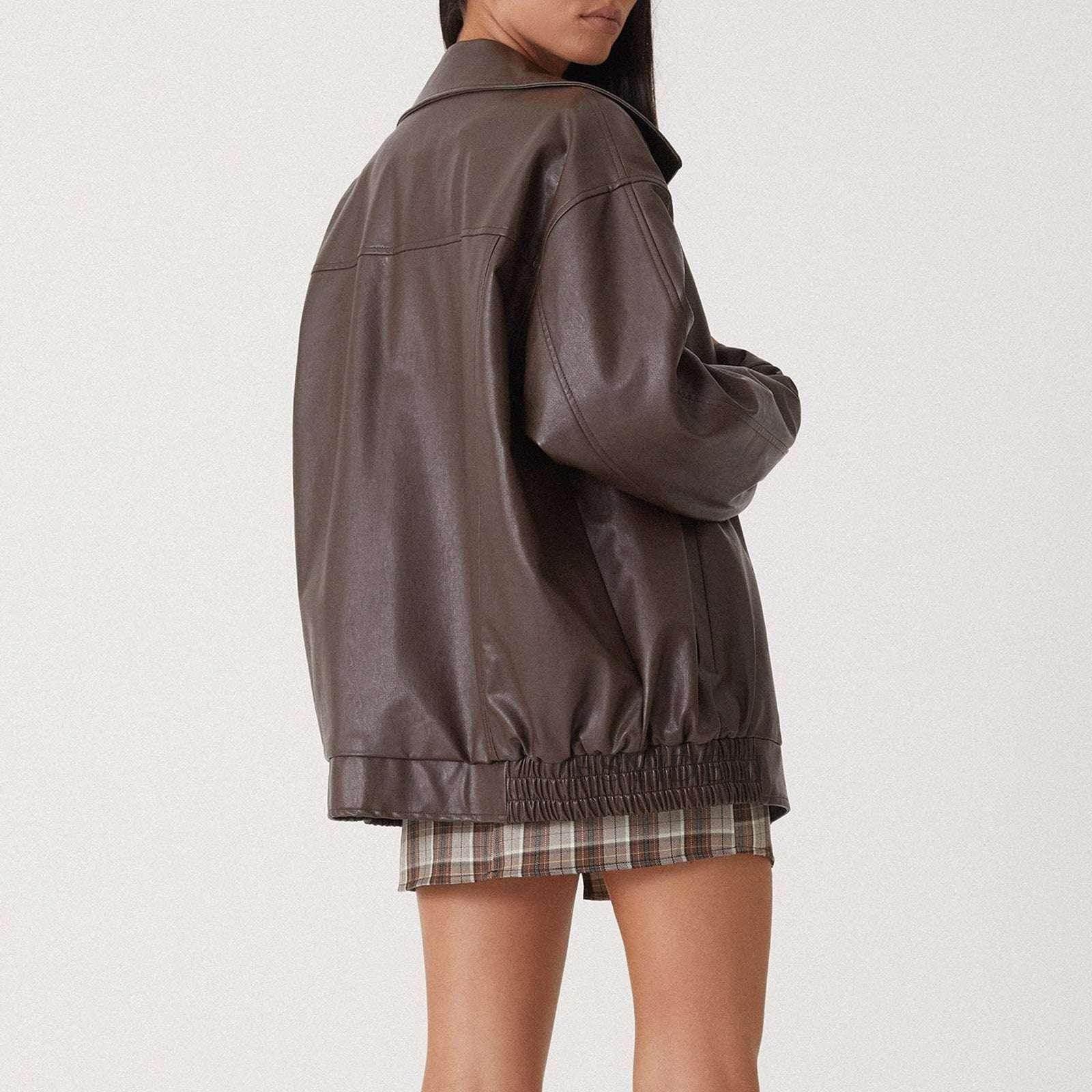 Women’s Locomotive Style PU Leather Coat - ZA-Zola