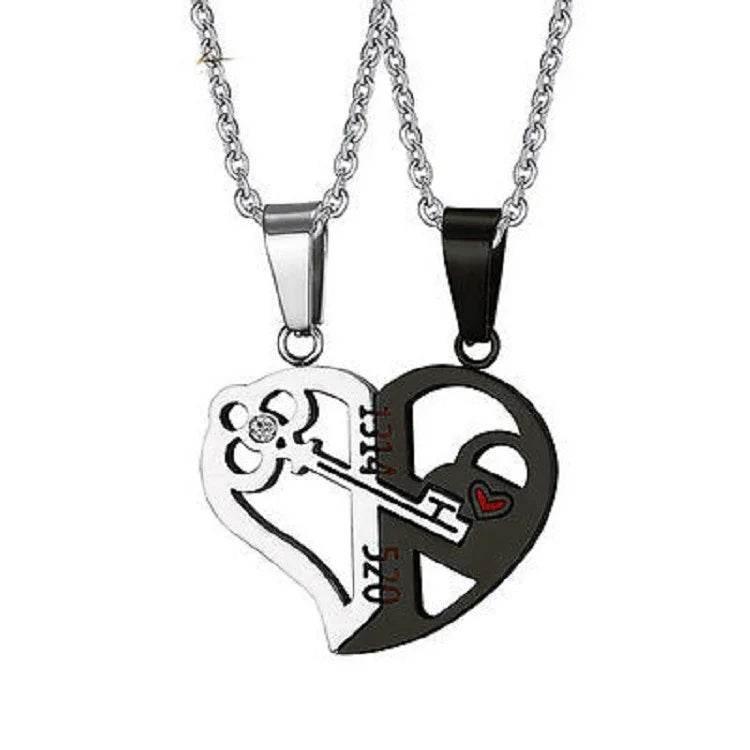 Couples Pendant Love Necklace Set – Stainless Steel - ZA-Zola