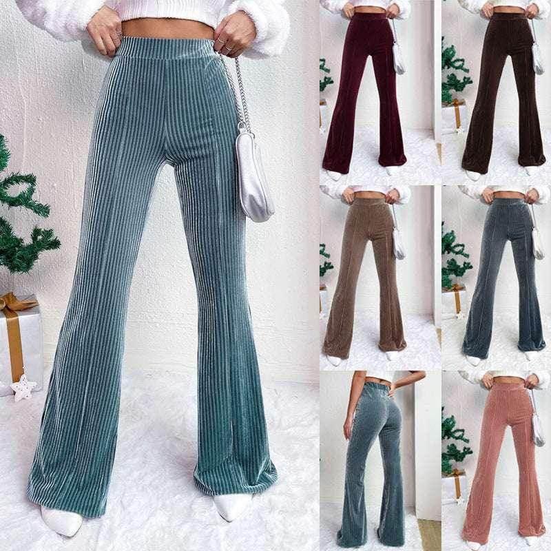High Waist Corduroy Bell-Bottom Pants - ZA-Zola