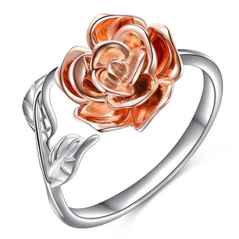 Elegant Rose Adjustable Ring with Zircon Shine - ZA-Zola