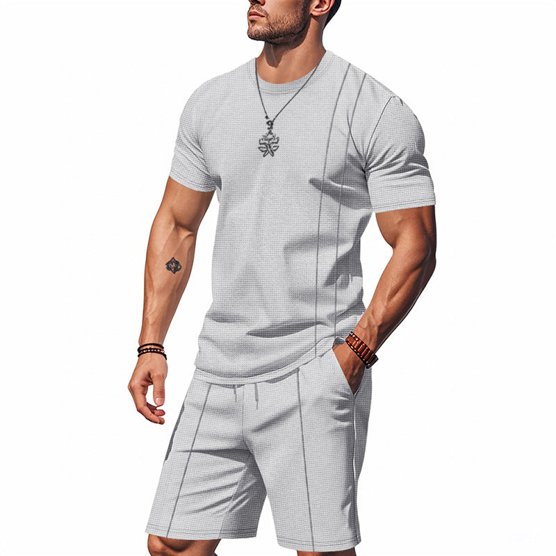 Men's Crew Neck Shorts Set - 2-Piece Casual Outfit