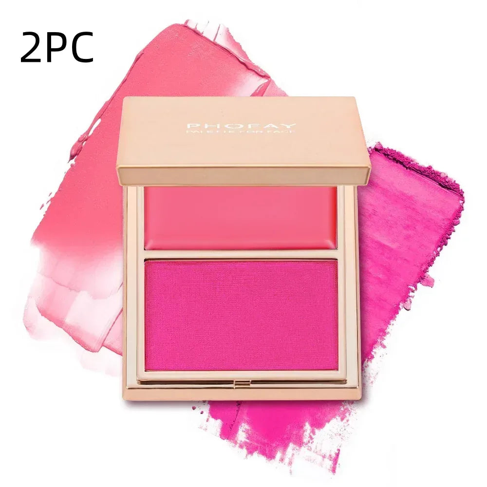PHOFAY Cream and Powder Blush Duo – Smooth Weightless Color - ZA-Zola