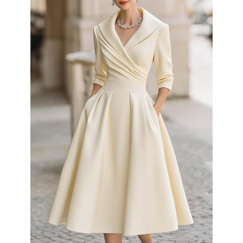 Elegant High Waist Long Sleeve Formal Maxi Dress for Women