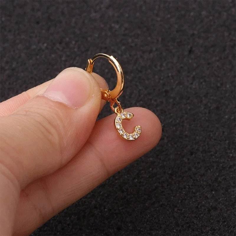 Women's Zircon Letter Earrings – Stylish Gold Jewelry - ZA-Zola