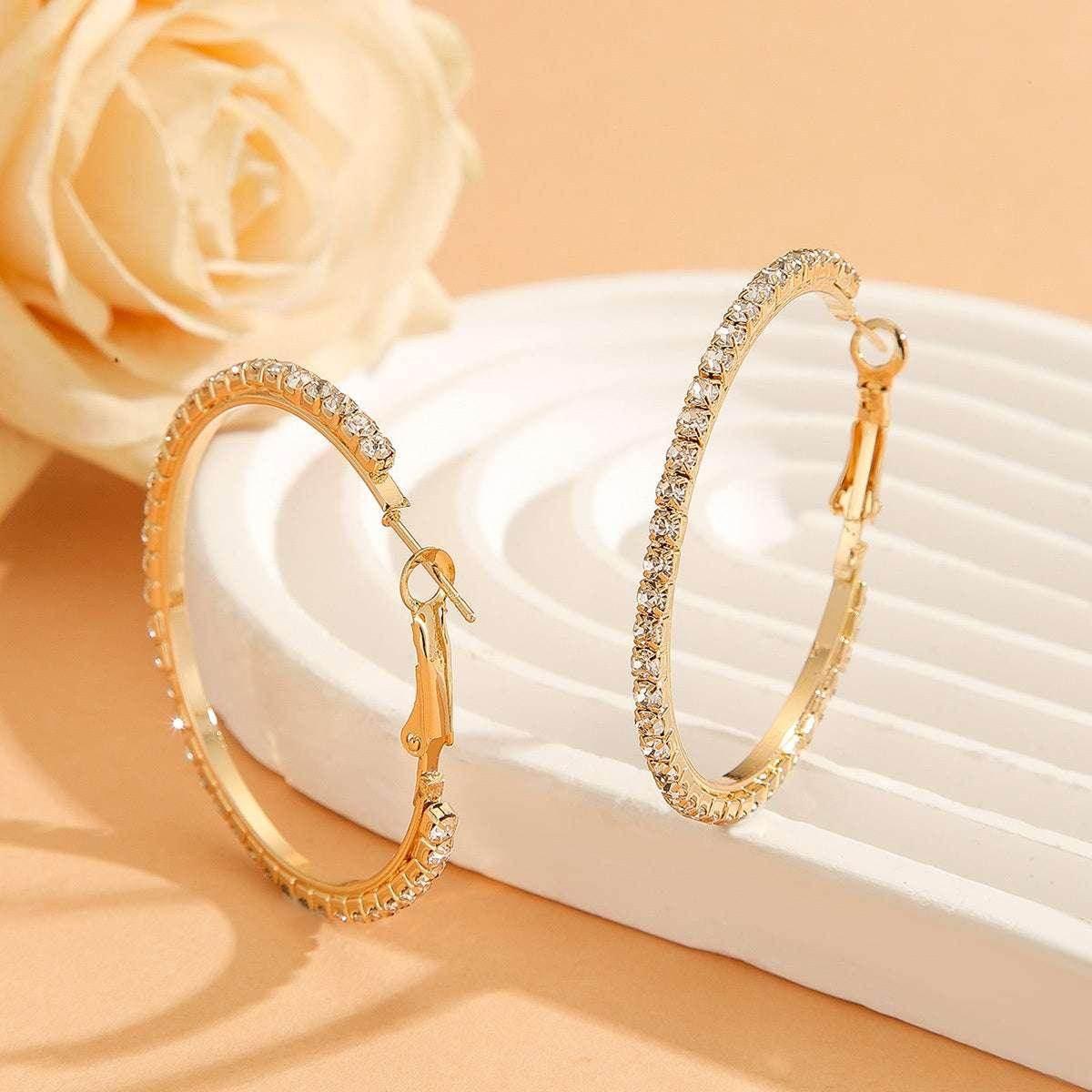 Princess Style Large Zircon Earrings – Gold Plated - ZA-Zola