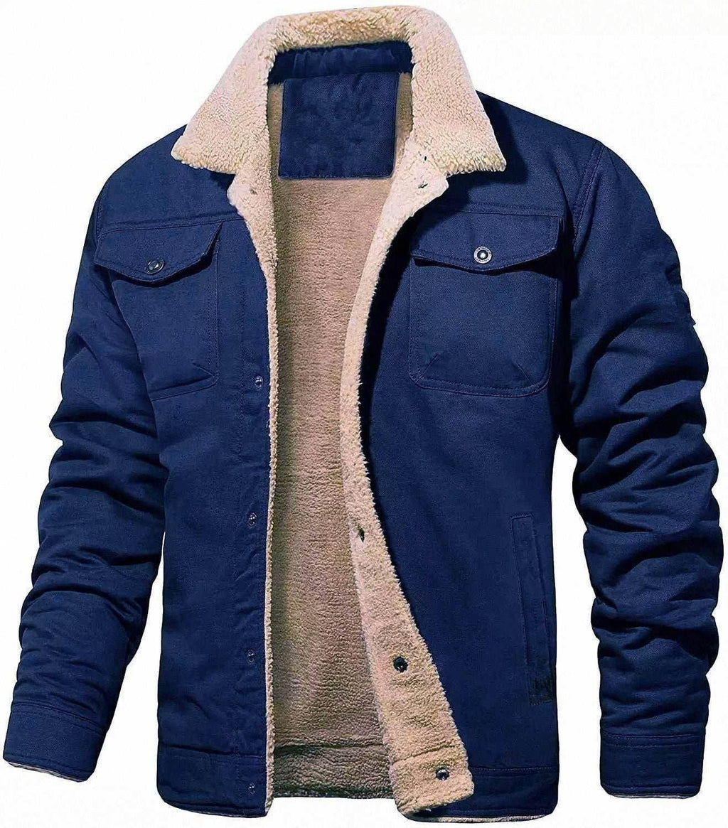 Men's Hooded Fleece-Lined Jacket - Mid-Length Overalls - ZA-Zola
