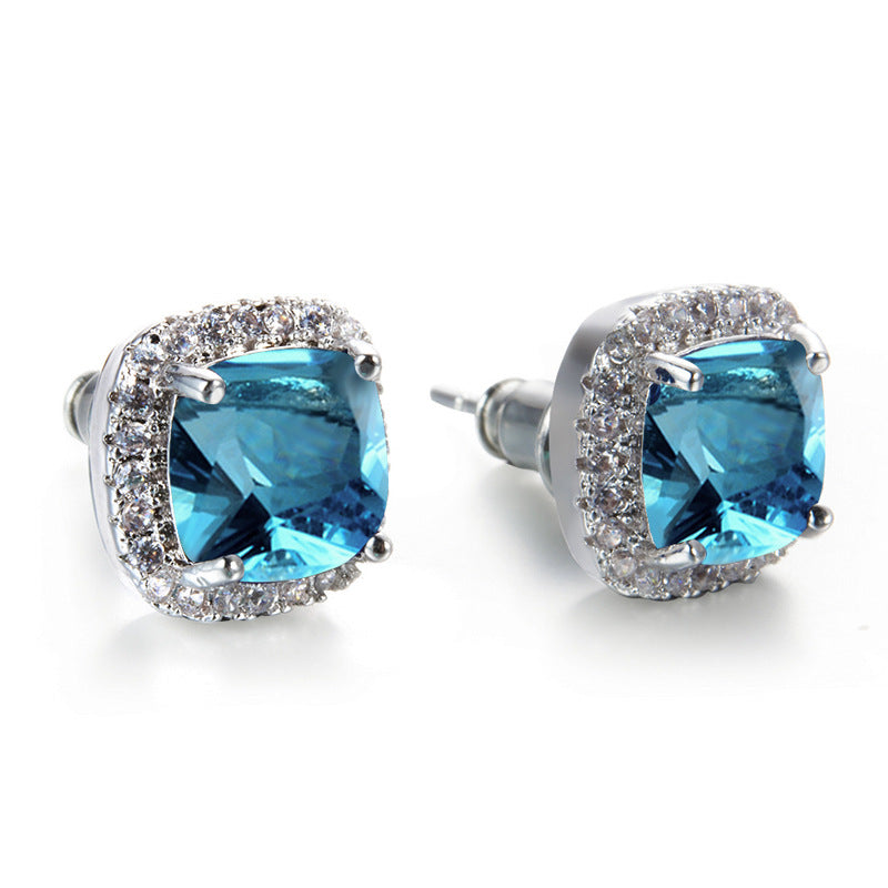 Minimalist Emerald Zircon Studs | Multi-Color Unisex