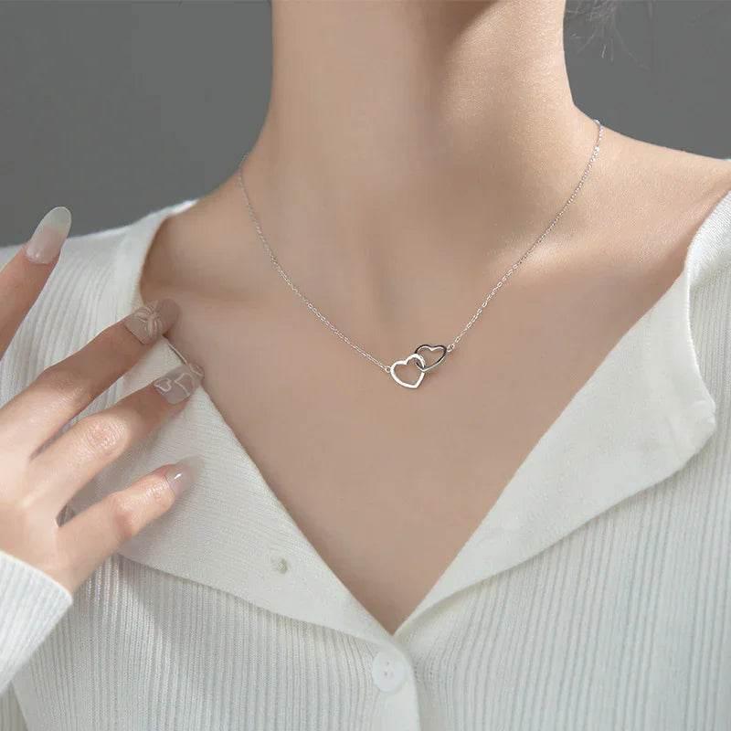 Shop Double Heart Titanium Necklace - Elegant Jewelry! - ZA-Zola