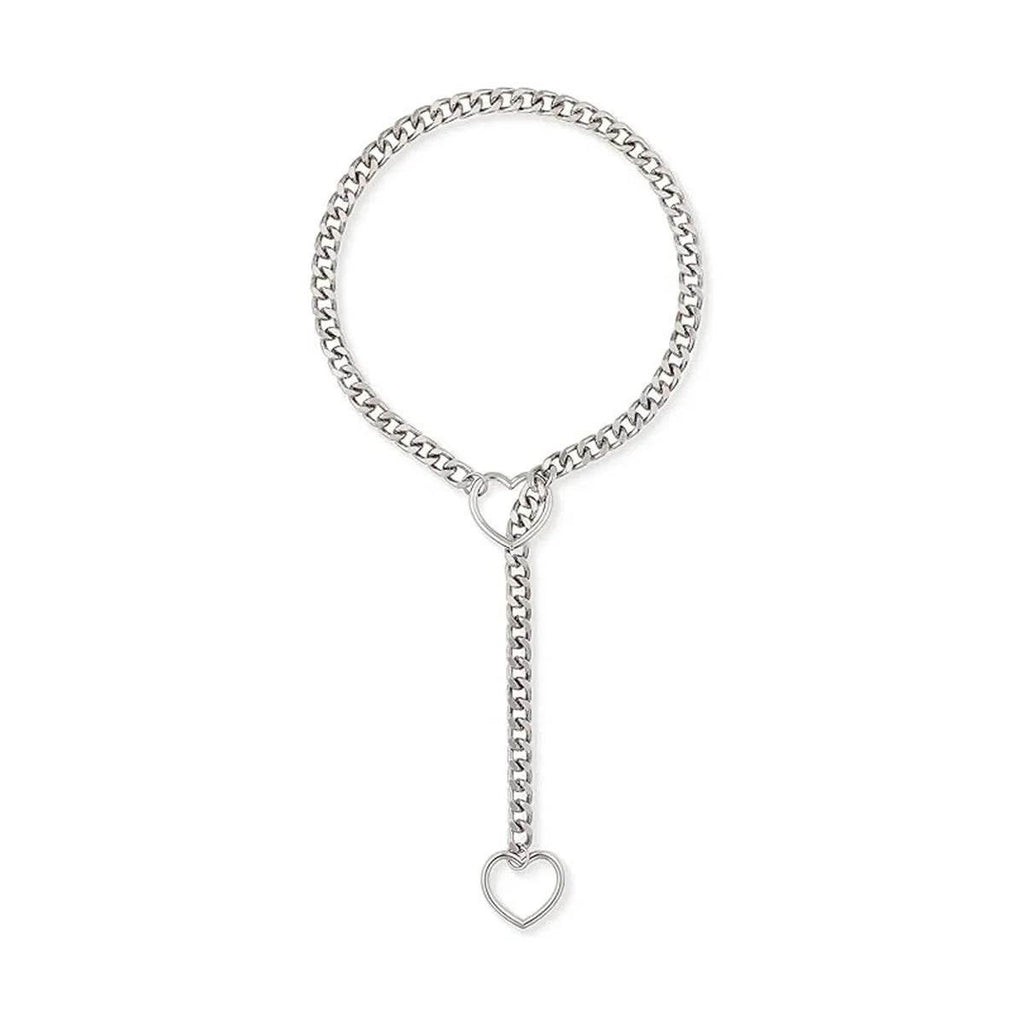 Stainless Steel Lariat Heart Necklace – Punk Rock Style - ZA-Zola