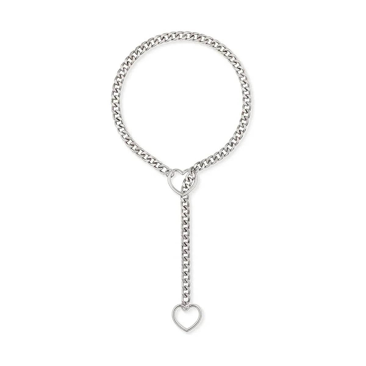 Stainless Steel Lariat Heart Necklace – Punk Rock Style - ZA-Zola
