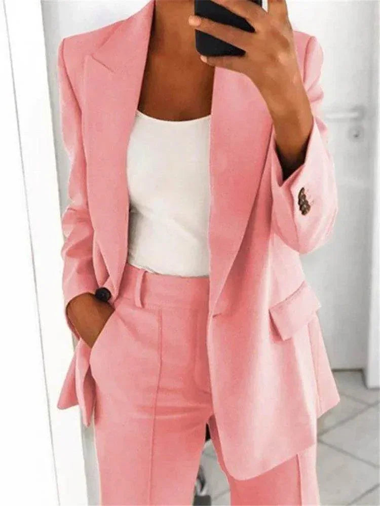 Slim Blazer & Pocket Trousers Set for Women - ZA-Zola